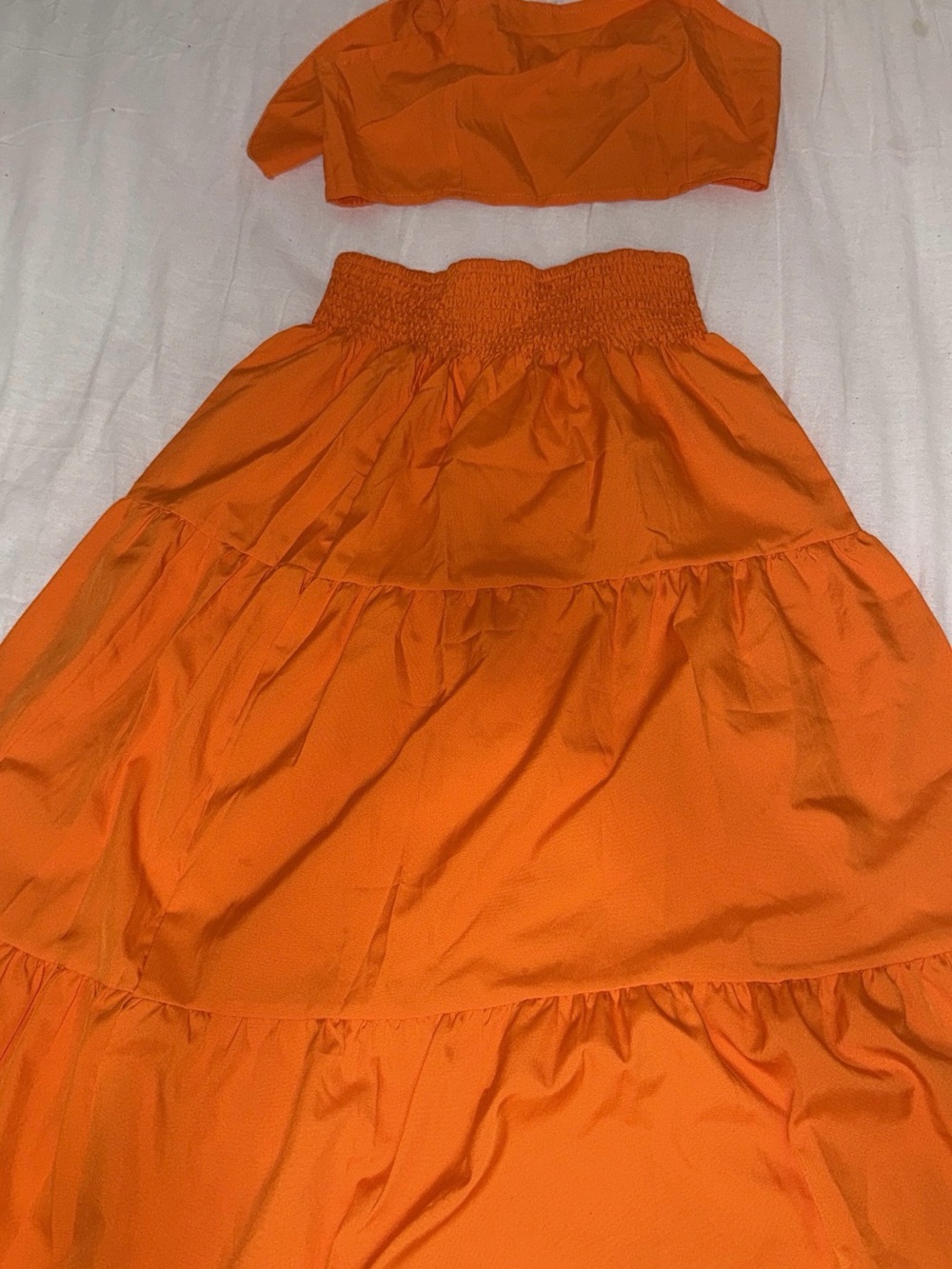 SHEIN Bright Orange Tiered Maxi Skirt